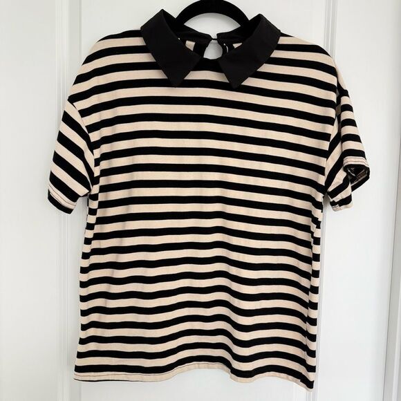 YIFUQUIN Tops - YIFUQUIN | Striped Collared Shirt